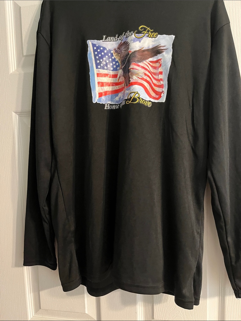 Black Patriotic Eagle Long-Sleeve Shirt - Land of the Free Mens